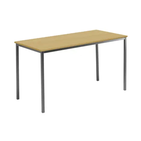 Rectangular Student Spiral Stacking Table - 1500 - 710 High - Dark Grey Frame - Dorset Oak